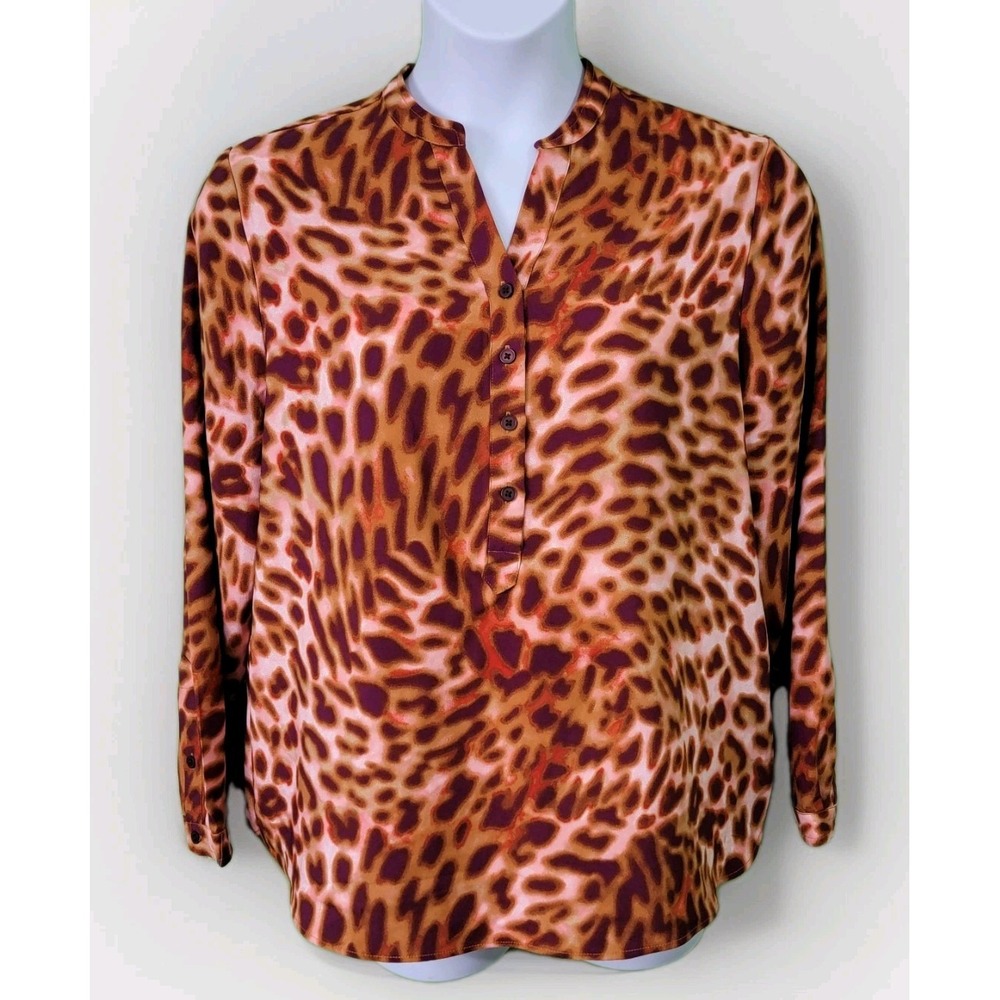 Maison dāAmĆ©lie Paris Animal Print Satin Blouse Women L Multicolor Long Sleeve